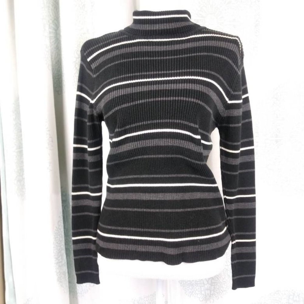 CC Hughes Turtleneck Striped Pullover Sweater Sz M